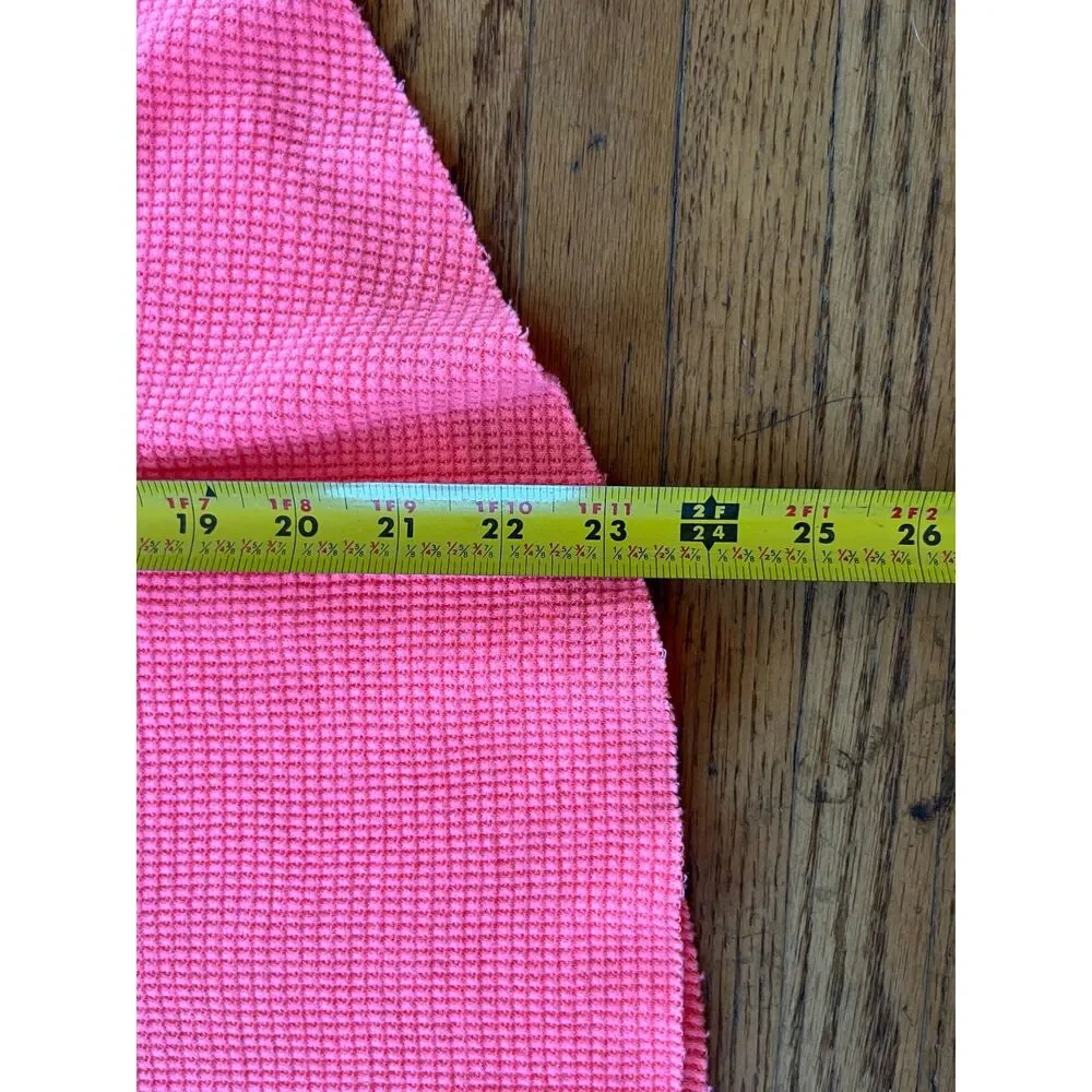 Free People WE THE FREE Pink Waffle Knit Scoop Neck Thermal Top  Women's Size XS